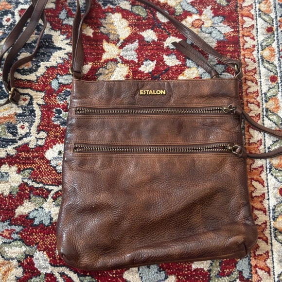 Genuine Leather Soft Brown Crossbody - Picture 1 of 6
